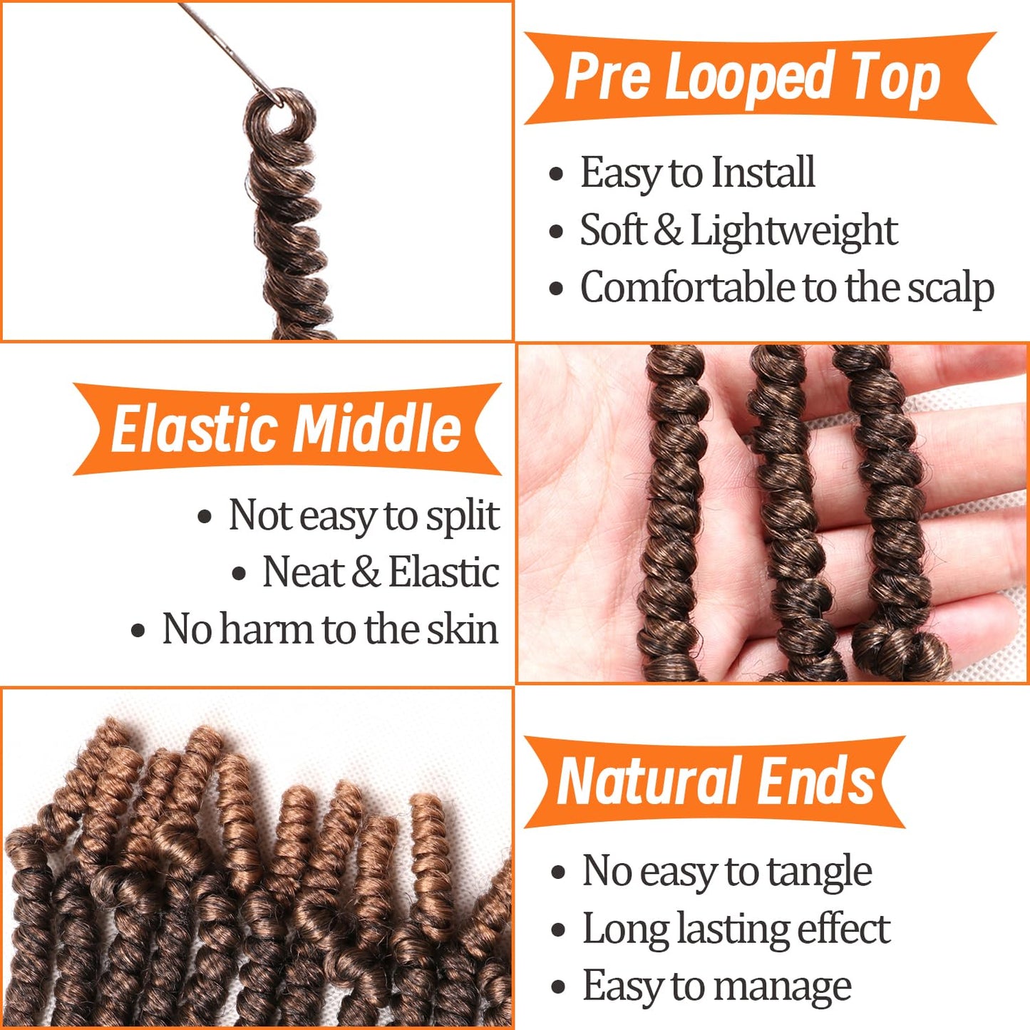 8 Packs Short Spring Twist Crochet Hair 4Inch Pretwisted Passion Twist Crochet Hair Curly Pre Looped Crochet Braids Hair Bomb Twist Kids Crochet Hair for Black Women (4 Inch, T27#)