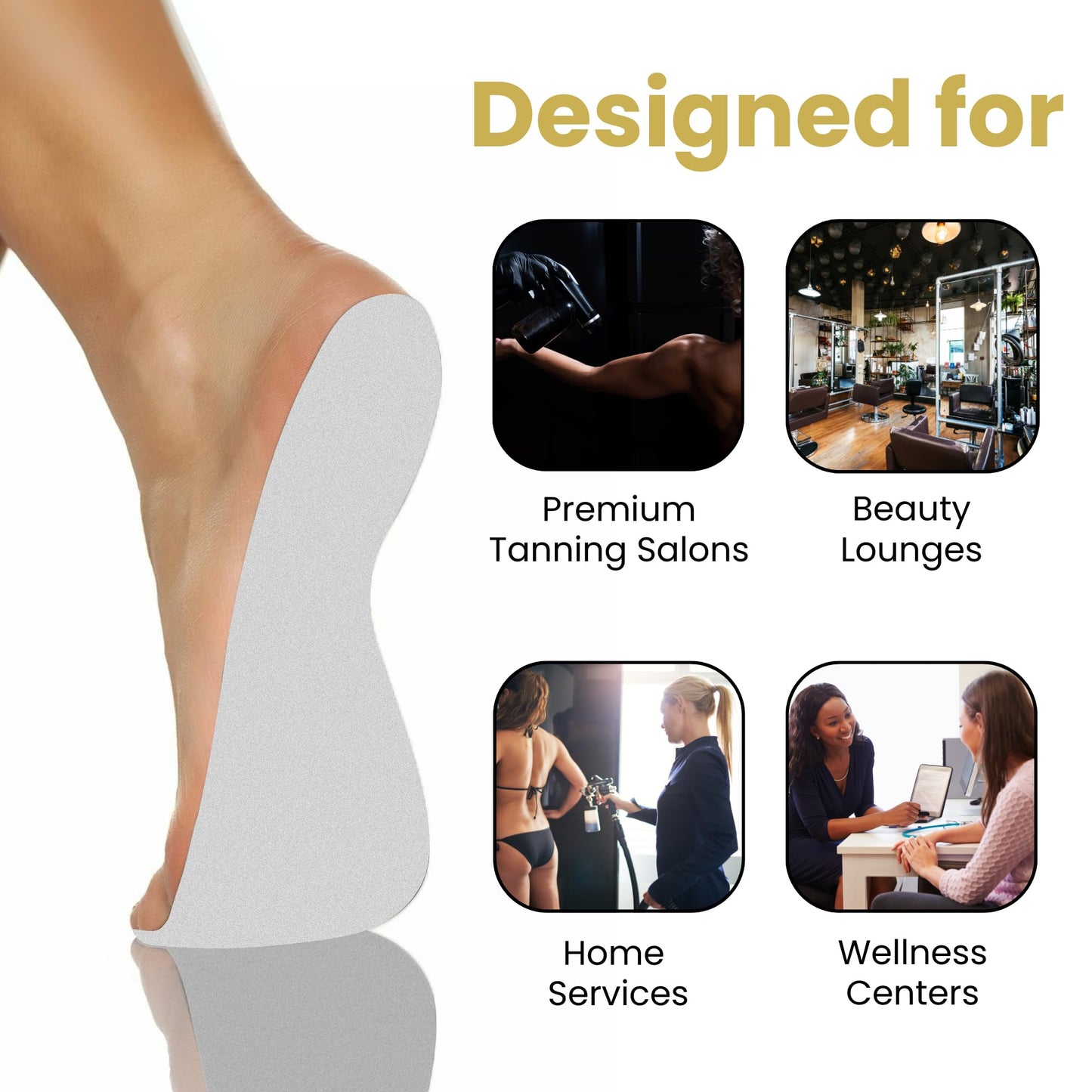 STICKONFEET 120 Pairs Premium Feet Pads for Spray Tanning – Disposable Spray Tan Feet Pads – Easy-to-Use Foot Protectors Designed for Salons and Mobile Spray Tanning Professionals