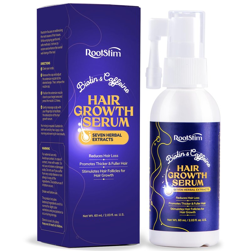 RootStim Hair Growth Serum for Men & Women, Hair Growth Spray, Rice Water & Biotin & Caffeine - Hair Oils for Hair Growth -Longer, Fuller Hair