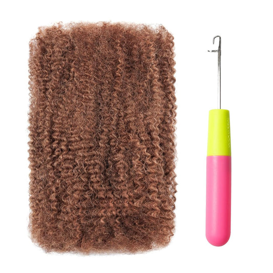 EV&ET Pre-sretched Afro Kinkys Bulk Human Hair Human Hair for Locs/Twists/Braids/Repair Locs Afro Kinky Curly Bulk Can Bleach And Dye(#30,14inch 50g)