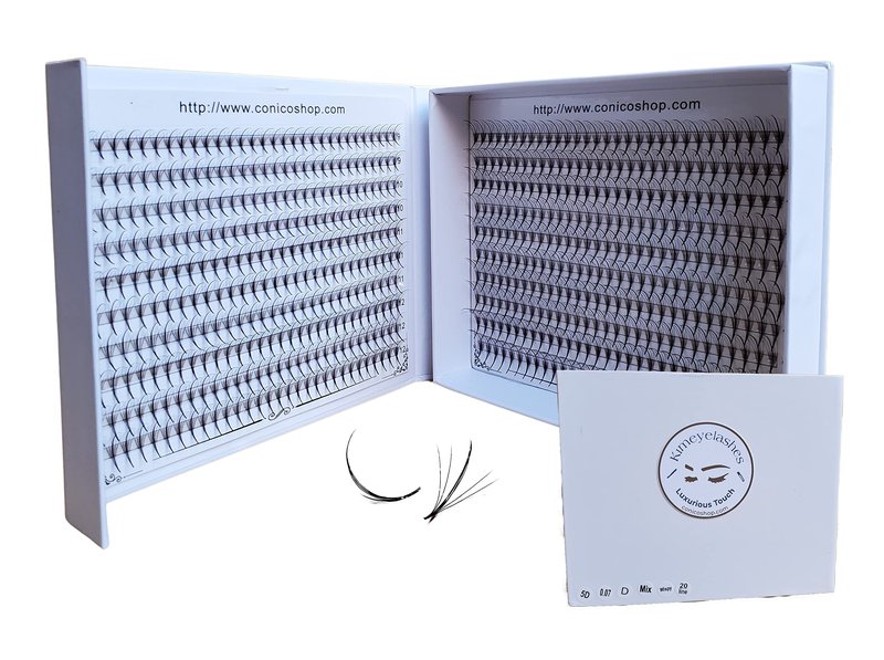600 Wispy Premade fans 5D 0.07 Mixed Lengths 9-16mm 1000 fans Volume loose Lashes C D Curl Handmade Fan eyelash extensions Kimeyelashes promade fan (Wispy - 5D - Curl D)
