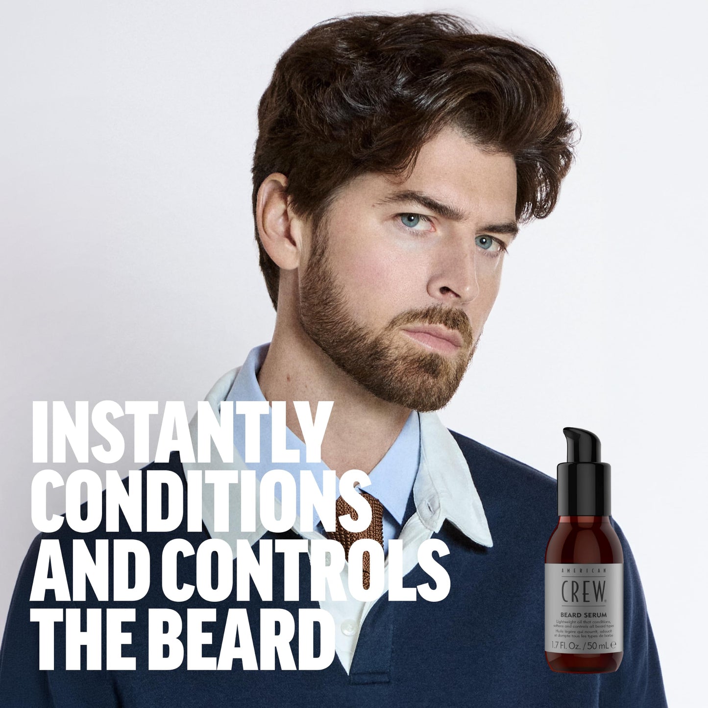 American Crew Men's Beard Serum, Conditioning Oil Blend for Softness & Shine, Nourishing & Smoothing, 1.7 Fl Oz
