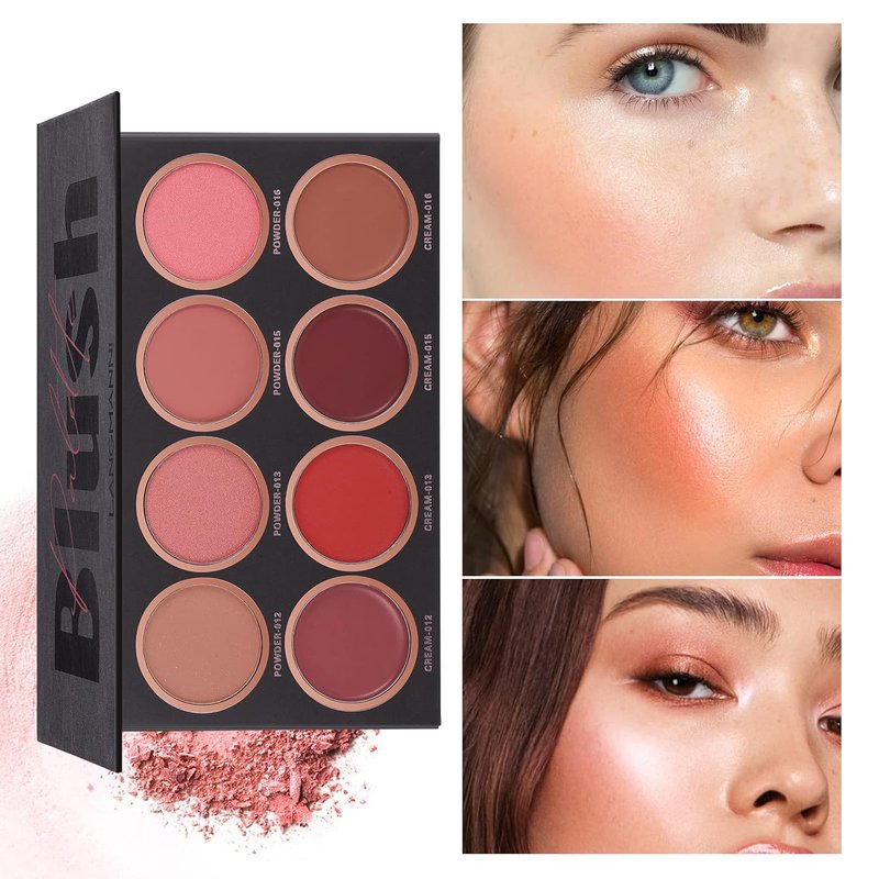 Blush Makeup Palette - 8 Color Matte & Shimmer Blush and Highlighter Set | Mineral Contour Makeup