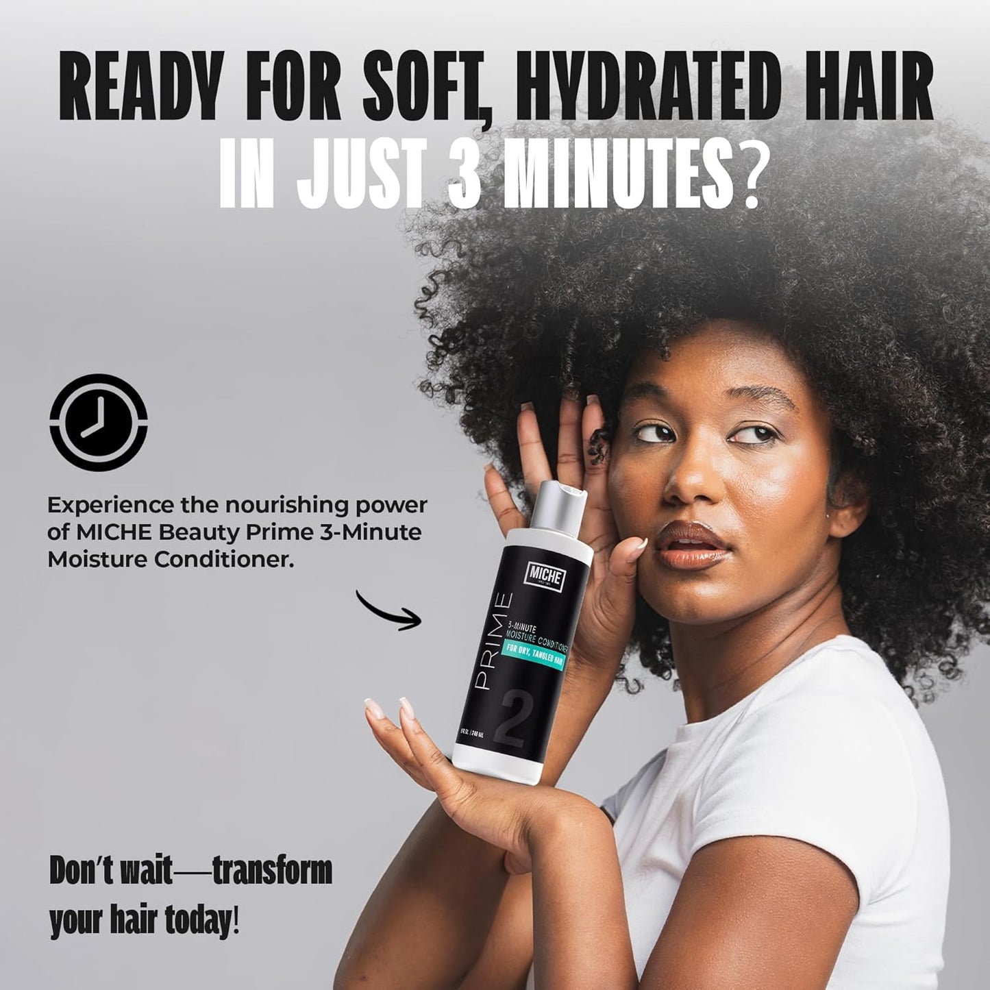 Miche Beauty Prime 3-Minute Moisture Conditioner - Sulfate-Free Hydrating Conditioner for Curly, Dry Hair | Lightweight Formula