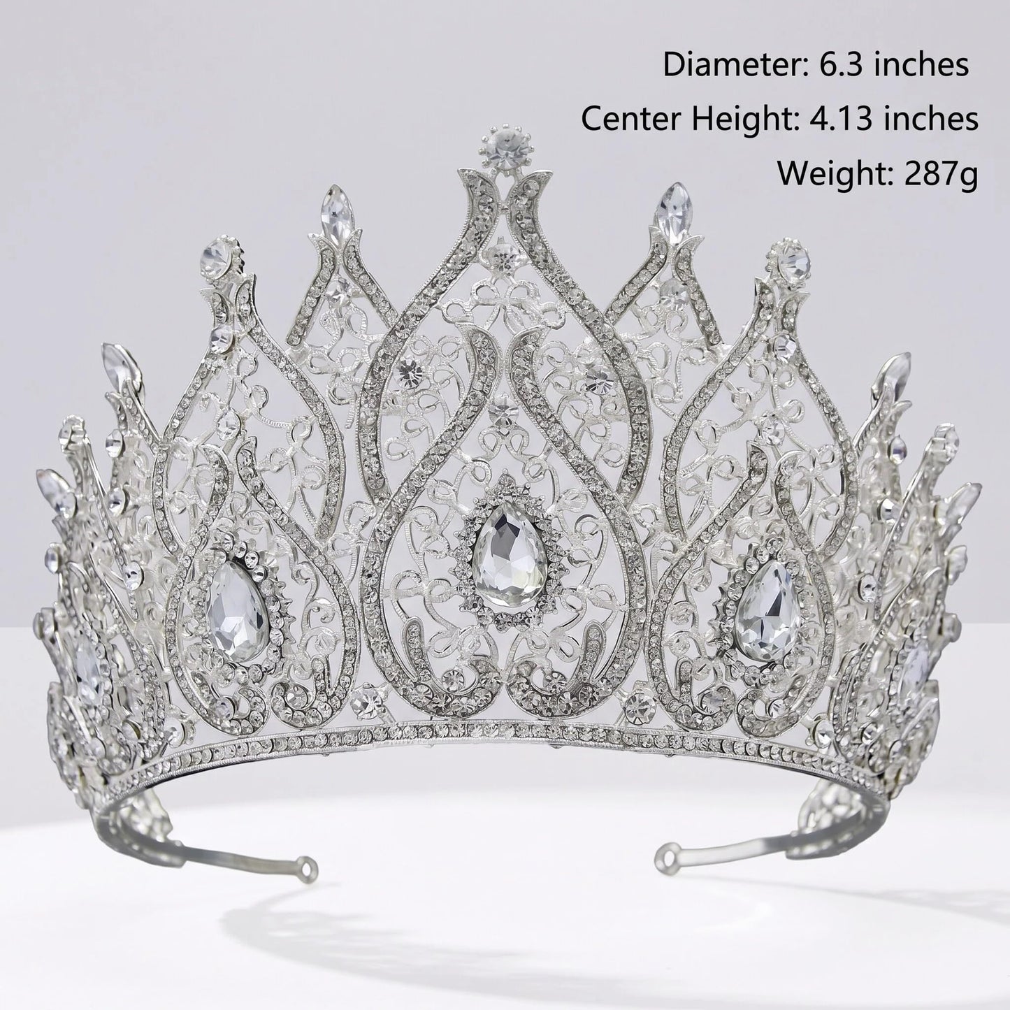 Silver Rhinestone Tiara for Women Wedding Pageant Prom Quinceanera