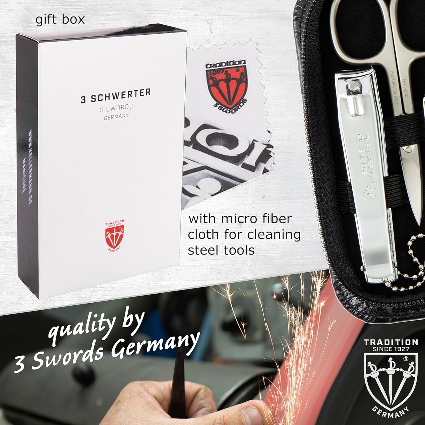 8-Piece Manicure Pedicure Grooming Kit - Professional Nail Care Set with Synthetic Leather Case | Black