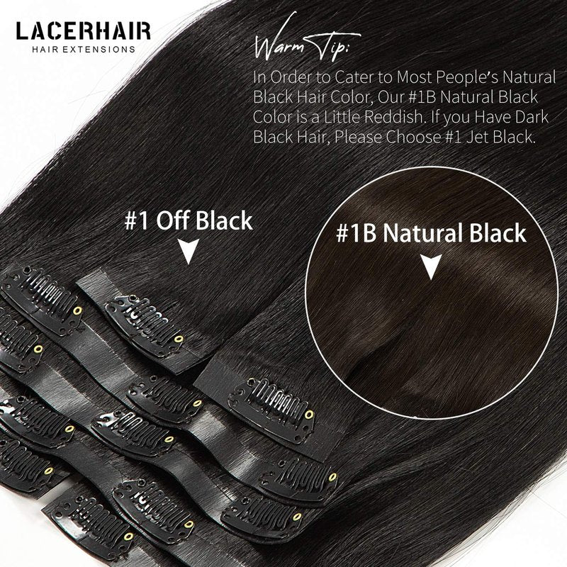 Lacer Hair 14 Inch 110g Seamless Hair Extensions Clip in Human Hair Dark Ash Blonde Mixed Platinum Blonde Invisible PU Skin Weft Straight Human Hair Highlight Color For Women