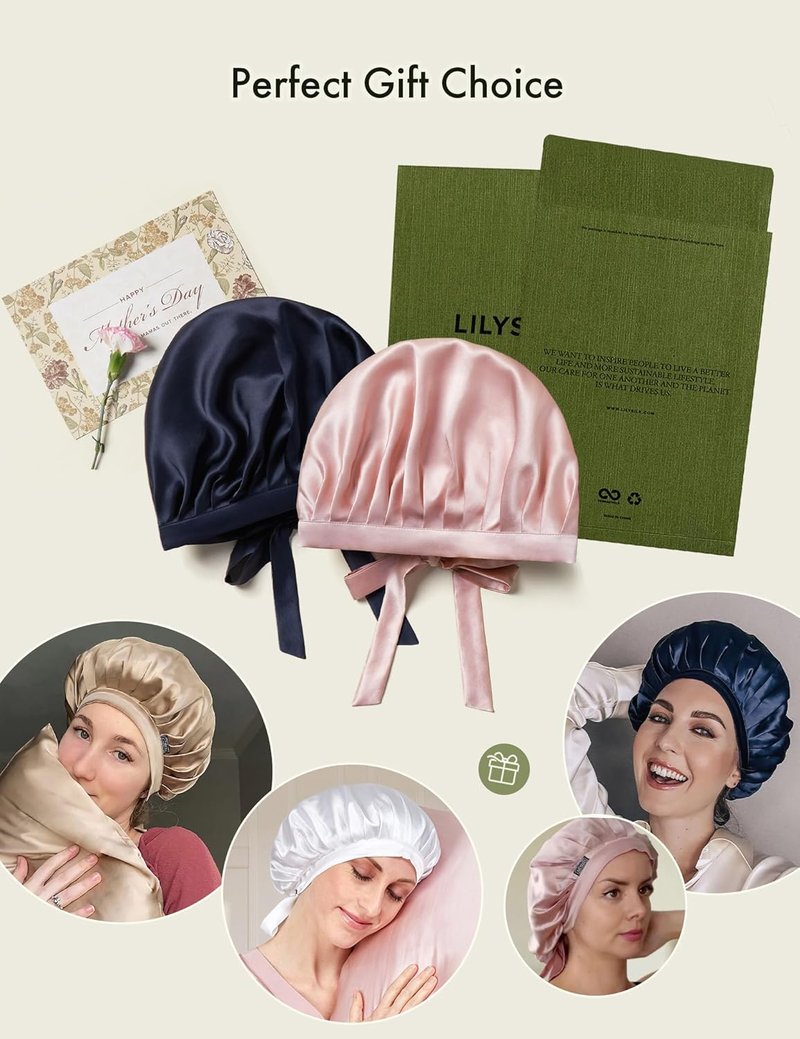LilySilk 100% Mulberry Silk Bonnet - Adjustable Sleep Cap for Hair Protection | Avocado Green