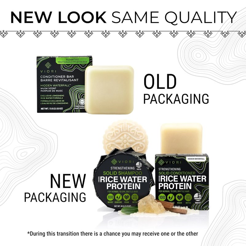 Viori Hidden Waterfall Conditioner Bar | Organic Rice Water Formula - Handcrafted, Eco-Friendly Hair Care