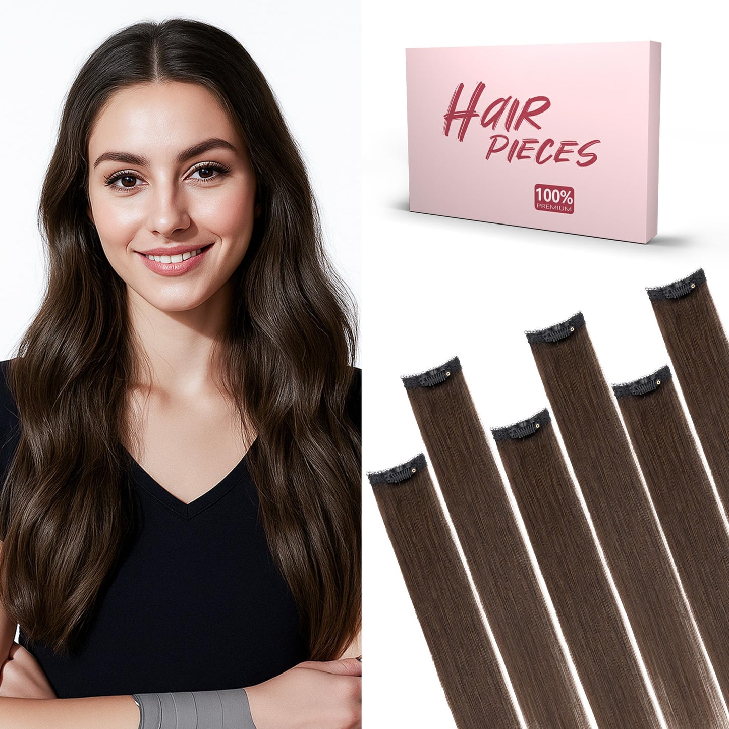 SEGO Clip In Short Hair Extensions Real Human Hair Single 6 Pcs Individual Clip Ins Remy Straight Soft Seamless Hairpieces for Women -10 Inch #02R Dark Brown