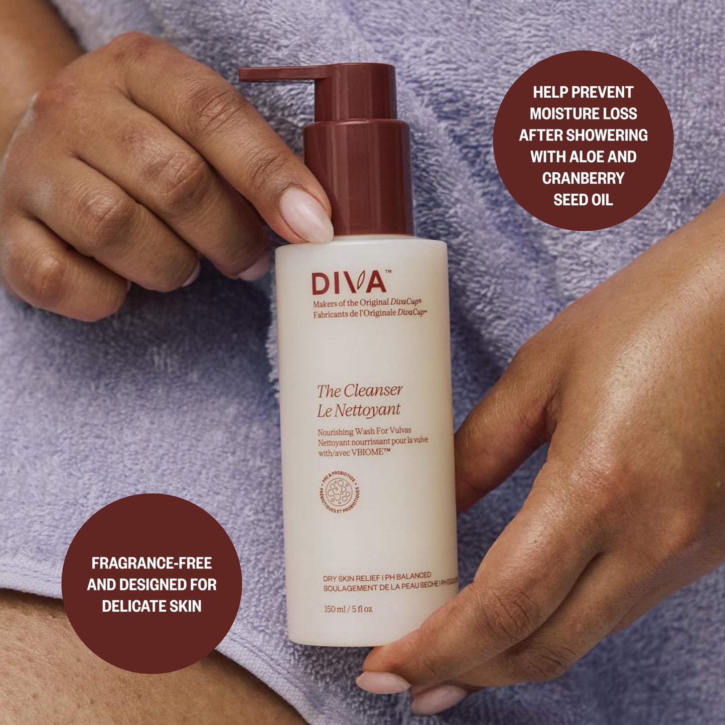 DIVA Cleanser - Gentle, Fragrance-Free & Plant-Based Formula for Daily Freshness - Help Maintain pH Balance - Helps Prevent Dryness & Moisture Loss - Helps Support Healthier Microbiome - 150 mL