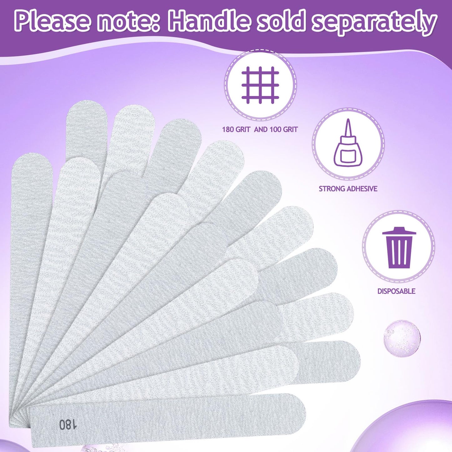 Lanties 200 Pcs Nail File 100/180 Grits Disposable Refill Collection Replaceable File System Zebra Emery Boards Manicure Toenails Finger Small Peel Stick Nail Filer Refill 3.9'' L x 0.6'' W