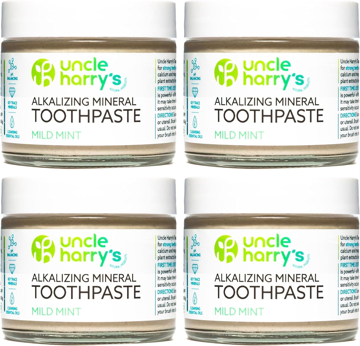 Mild Mint Remineralizing Toothpaste - Natural Whitening & Breath Freshening | Vegan, Fluoride-Free, 3 Oz (4 Pack)