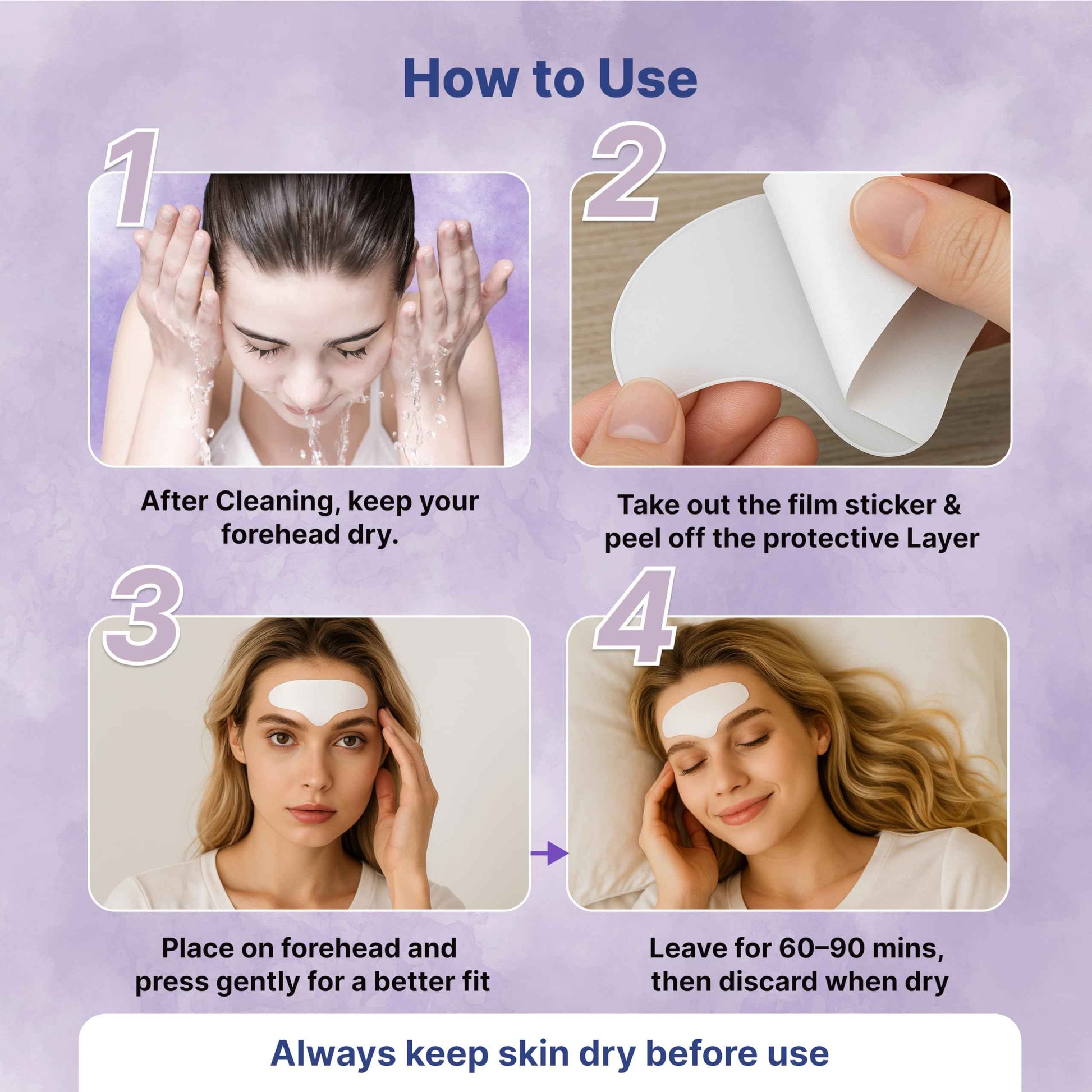 Mister Wrinkle Whacker Forehead Wrinkle Patches, 30 Hypoallergenic Anti Wrinkle Patches Facial Overnight Skincare Collagen, Hyaluronic Acid, Vitamin E & Aloe Lavender