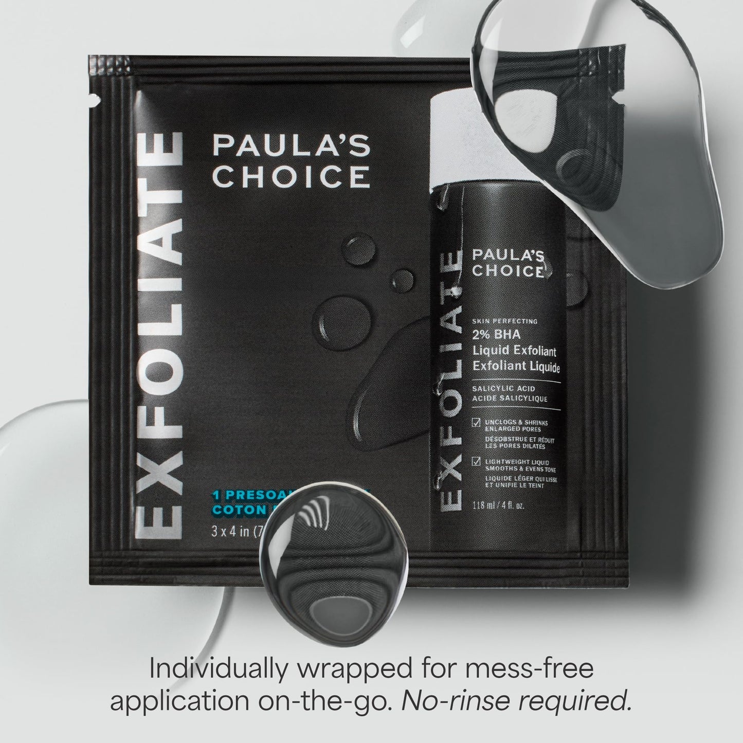 Paula's Choice SKIN PERFECTING 2% BHA Liquid Exfoliant, Salicylic Acid Toner Pads, Facial Exfoliator for Enlarged Pores, Wrinkles & Fine Lines and Suitable for Blackhead-Prone Skin, Pack of 3