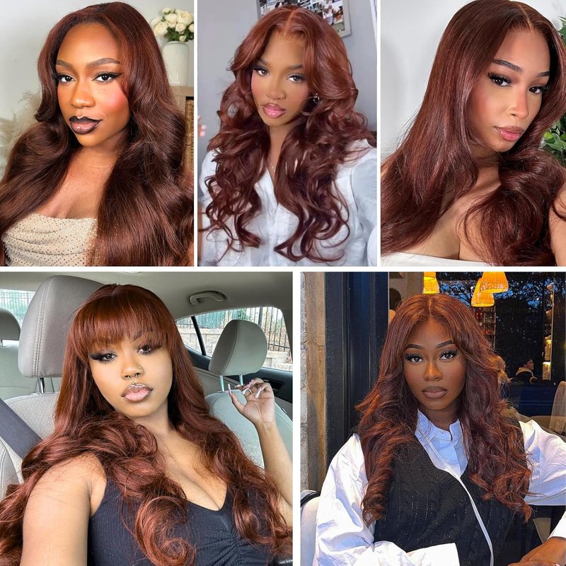 33 Reddish Brown Body Wave Lace Closure - 100% Virgin Remy Human Hair, 10 Inch, Pre-Plucked with Baby Hair