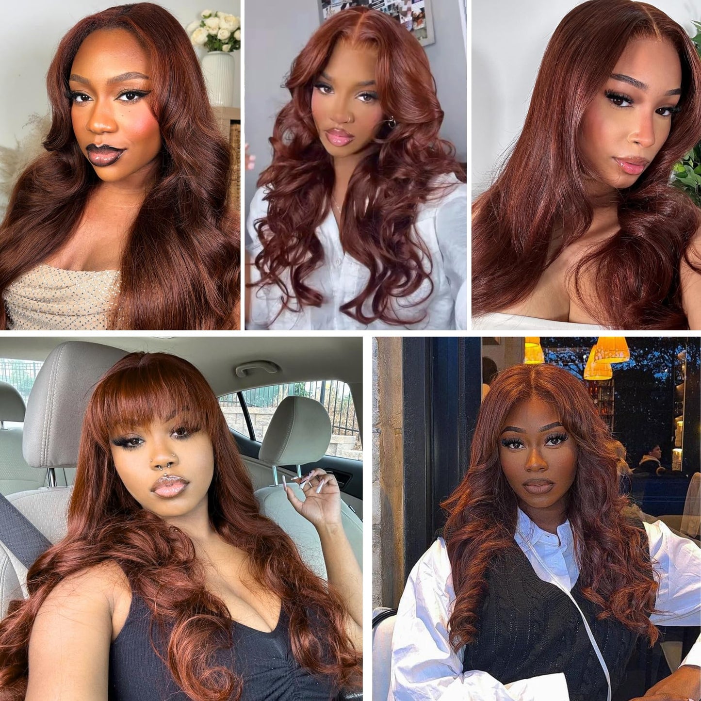 ALHER 33 Reddish Brown Body Wave 4x4 Lace Closure, 12A Copper Brown Colored 4X4 HD Lace Closure Free Part Pre Plucked with Baby Hair, 100% Virgin Remy Human Hair for Black Women 150% Density 12 Inch