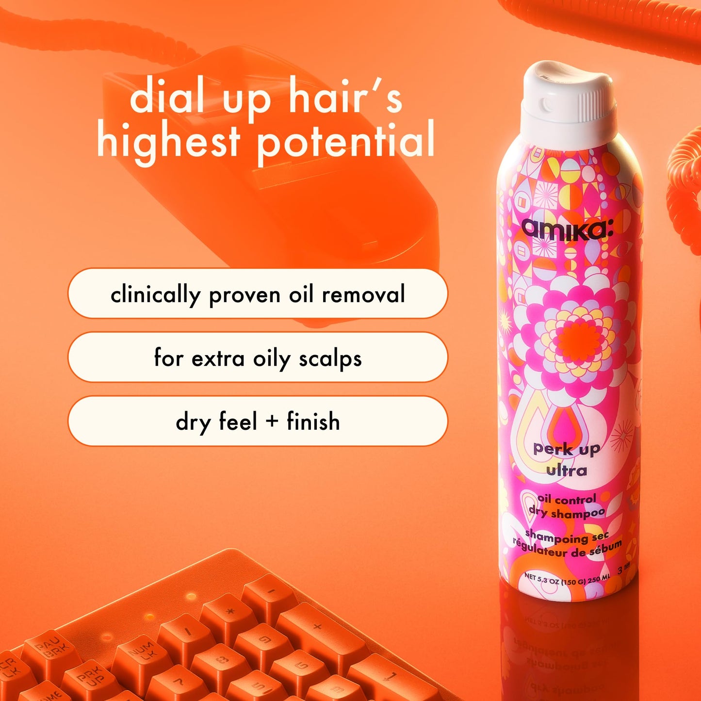 amika Perk Up Ultra Oil Control Dry Shampoo, 5.3oz | absorbs + helps control oils | refreshes scalp + roots | extends styles between washes | for extra oily scalps that need oil control