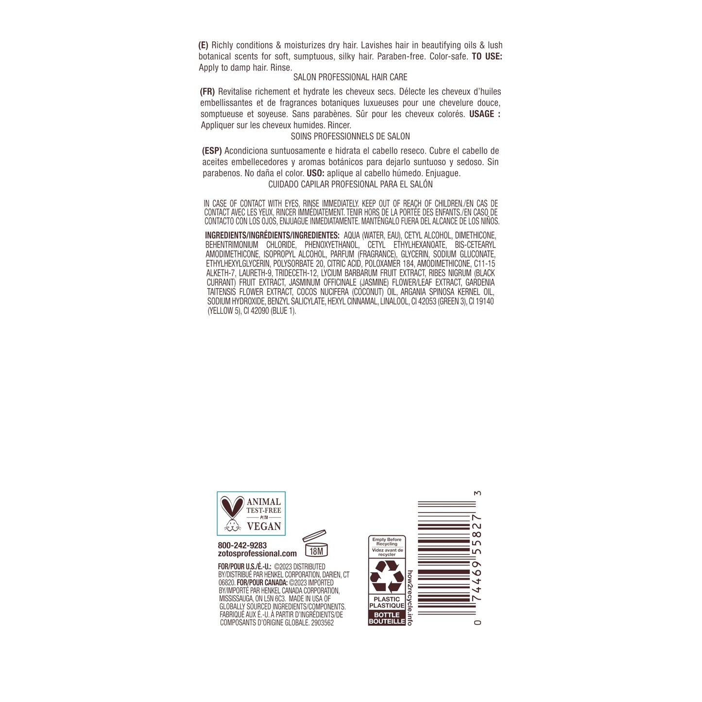 Bain de Terre Jasmine Moisturizing Conditioner, Rich Hydration for Dry Hair, with Argan & Monoi Oils, Paraben-Free, Color-Safe, Vegan, 13.5 Fl Oz