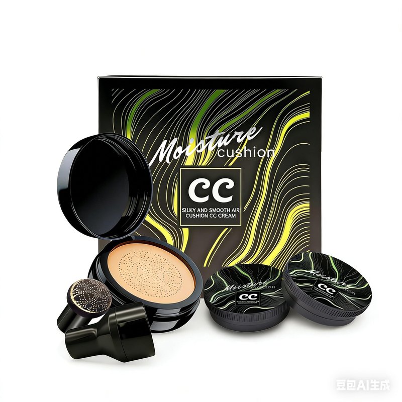 Mushroom Head Air Cushion CC Cream Gift Set, 1 Full-Size Makeup Foundation with 2 Refills & 1 Special Mushroom Head Puff, Self Adjusting Concealer (Natural)