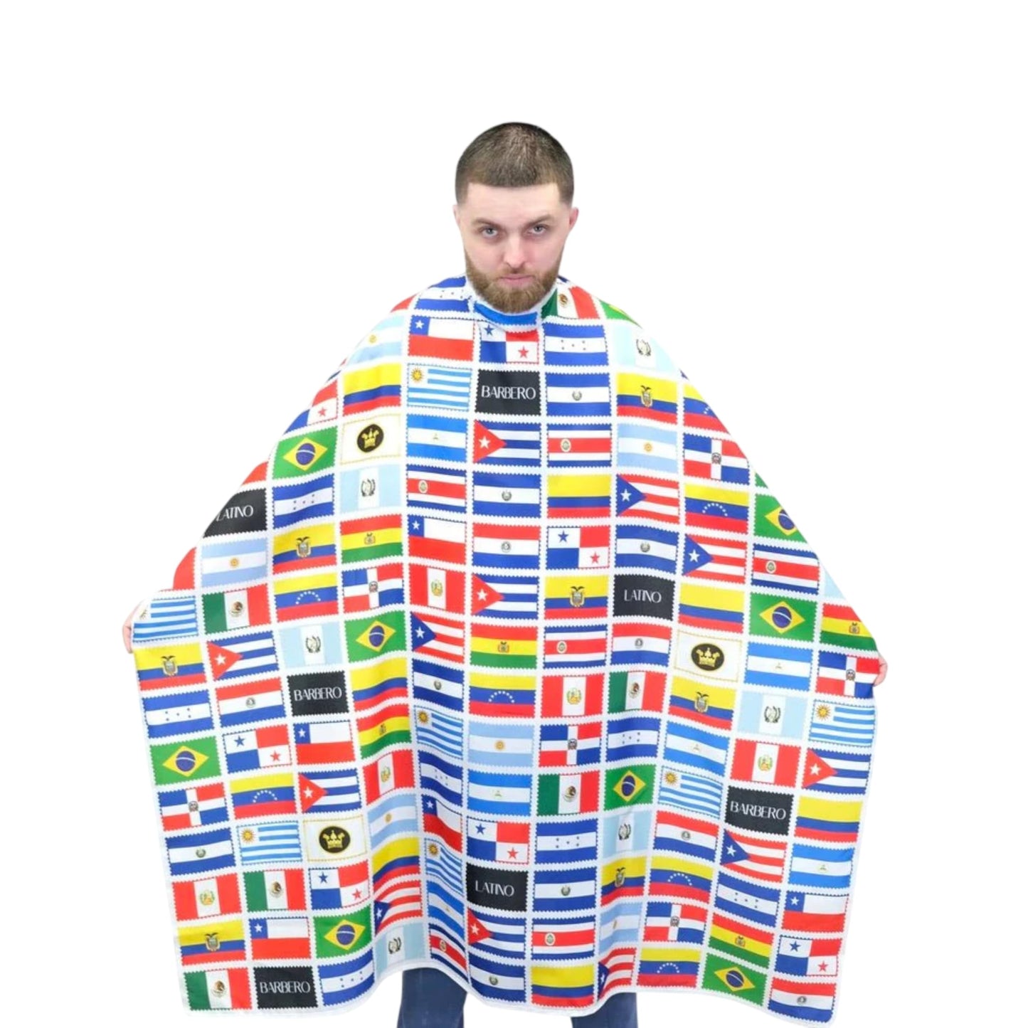 King Midas Barber Hair Cutting Cape for Men & Women - Adjustable Neck Hair Cape for Haircuts with Snap Button, Bandana Barber Cape - Flags – Latino