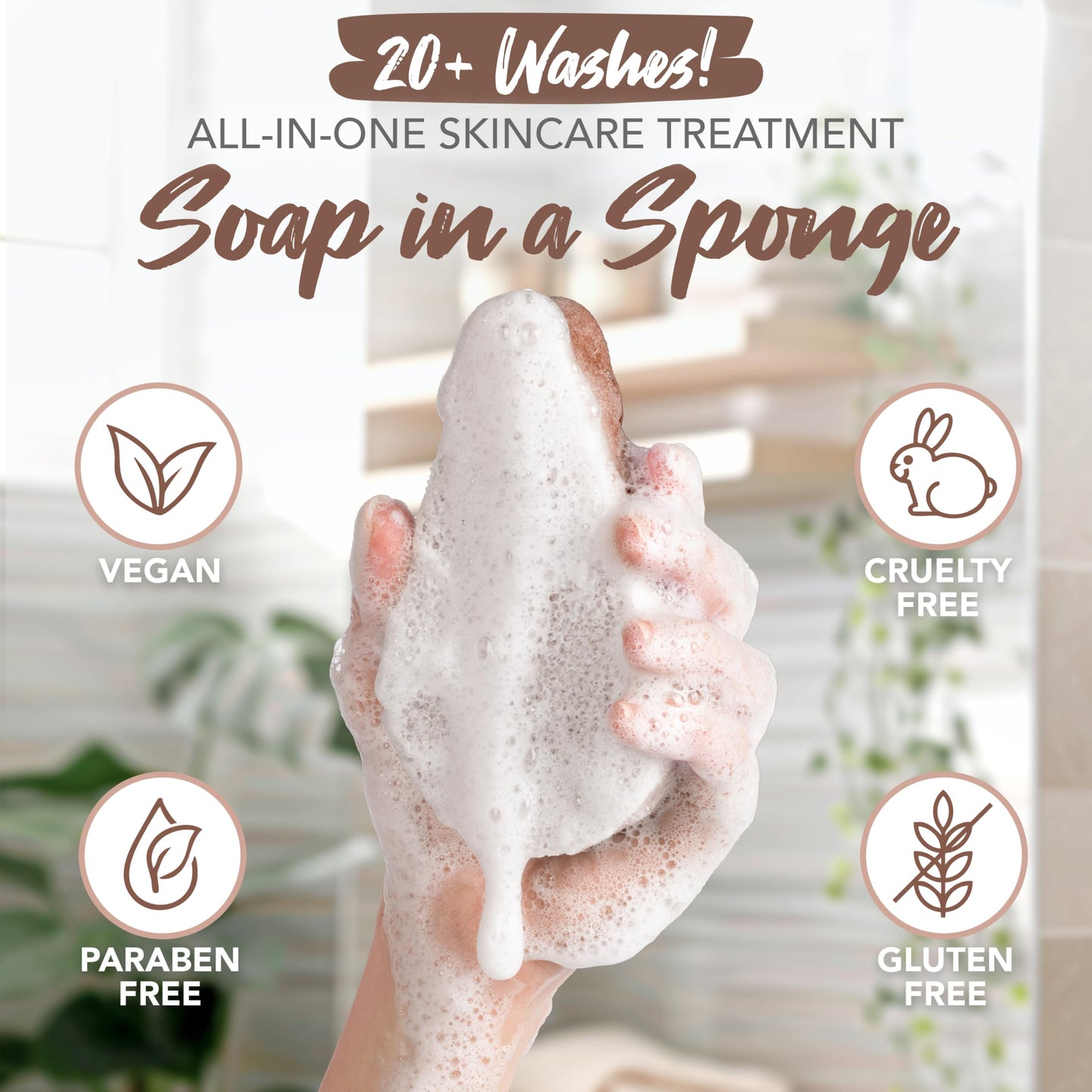 Spongeables Anti Cellulite Body Wash in a 20+ Wash Sponge, Coffee, 3 Count