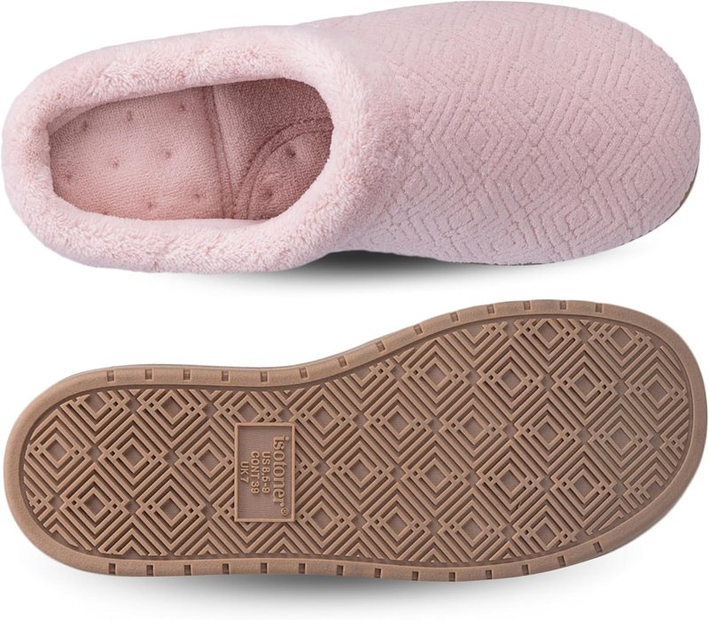 Isotoner Women's Slip-On Clog Slippers | Diamond Microterry & Memory Foam Comfort
