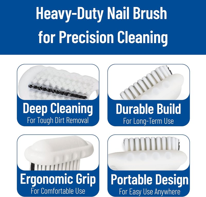 SPARTA Nail Scrub Brush - Heavy-Duty Hand & Fingernail Cleaner with Stiff Bristles | 5 x 2.24 Inches, White