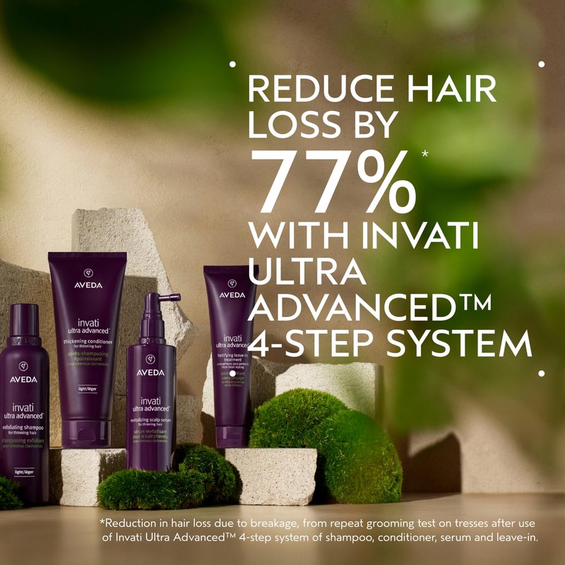 Aveda Invati Ultra Advanced Light 4-Step System | Exfoliating Shampoo, Thickening Conditioner, Revitalizing Scalp Serum, Fortifying Leave-In Treatment | Reduces Hair Loss by 77%*