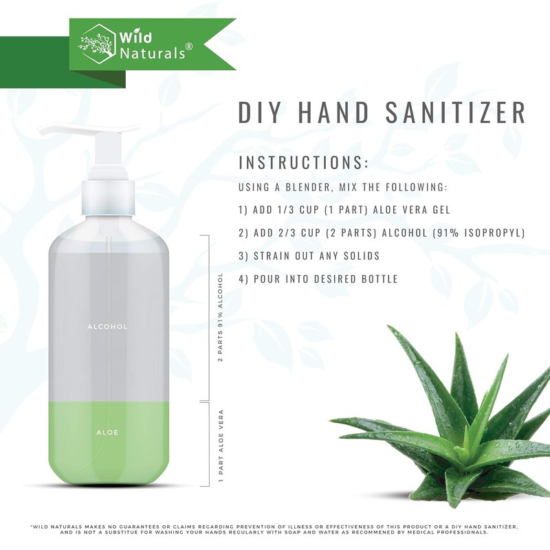 Wild Naturals Aloe Vera Gel Hand Cleaner - Organic Waterless Wash with Manuka Honey & Essential Oils | 8 oz