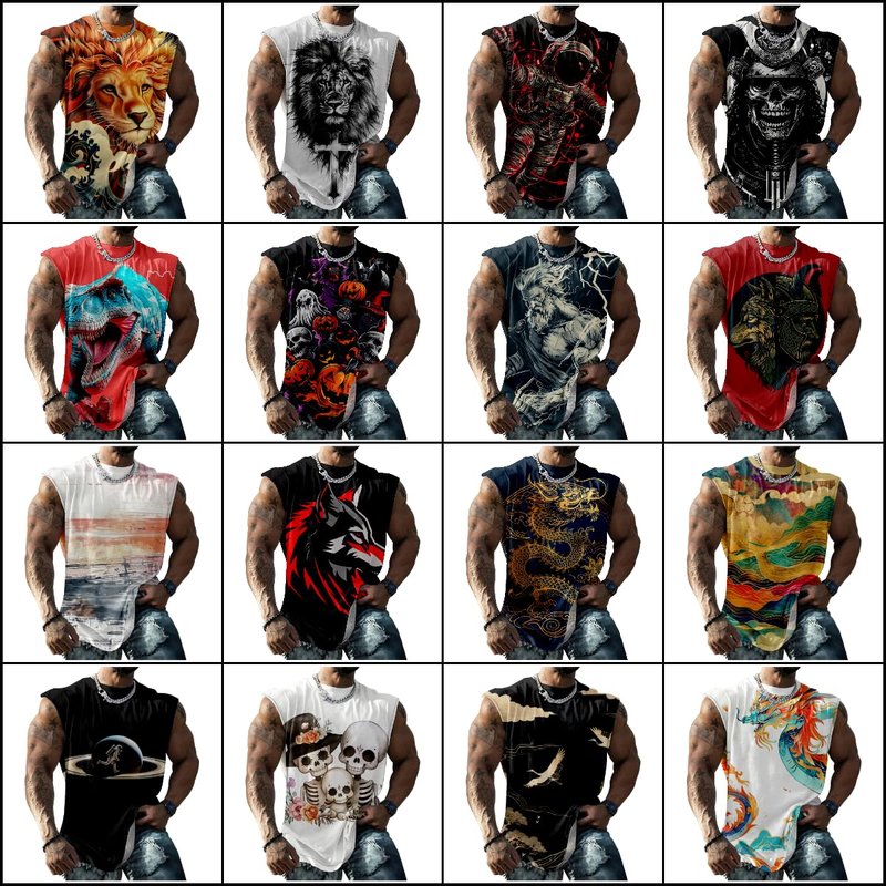Graphic Tees Men Novelty Workout T Shirts Soft Collarless Loose Summer Tee Big Breathable Halloween Black,3XL
