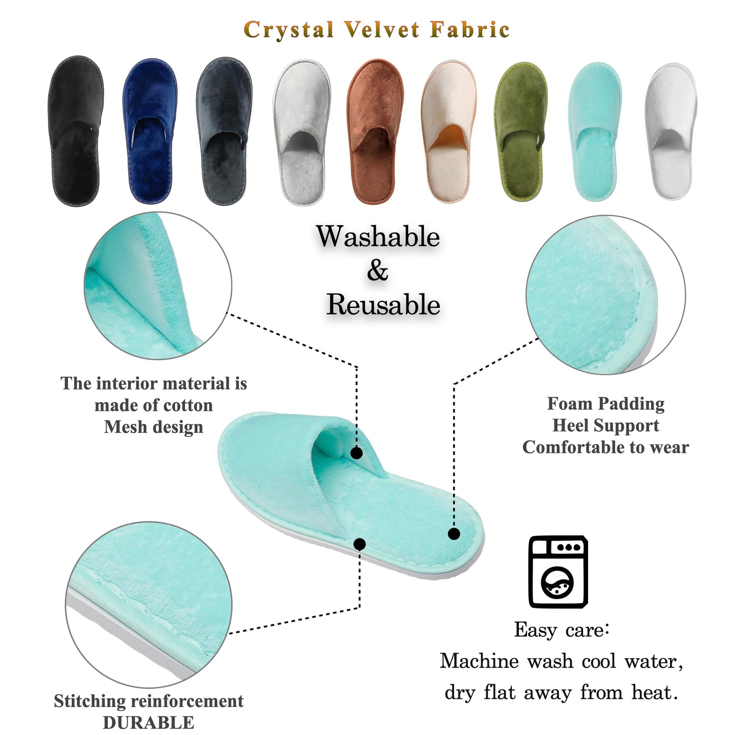 OSTADARRA 6 Pairs Spa Slippers, Non Slip Disposable Slippers For Guest, Washable Reusable, Which Can Be Used As Women Men, House, Indoor, Bathroom, Bedroom, Hotel, Bride Slippers (2 sizes)