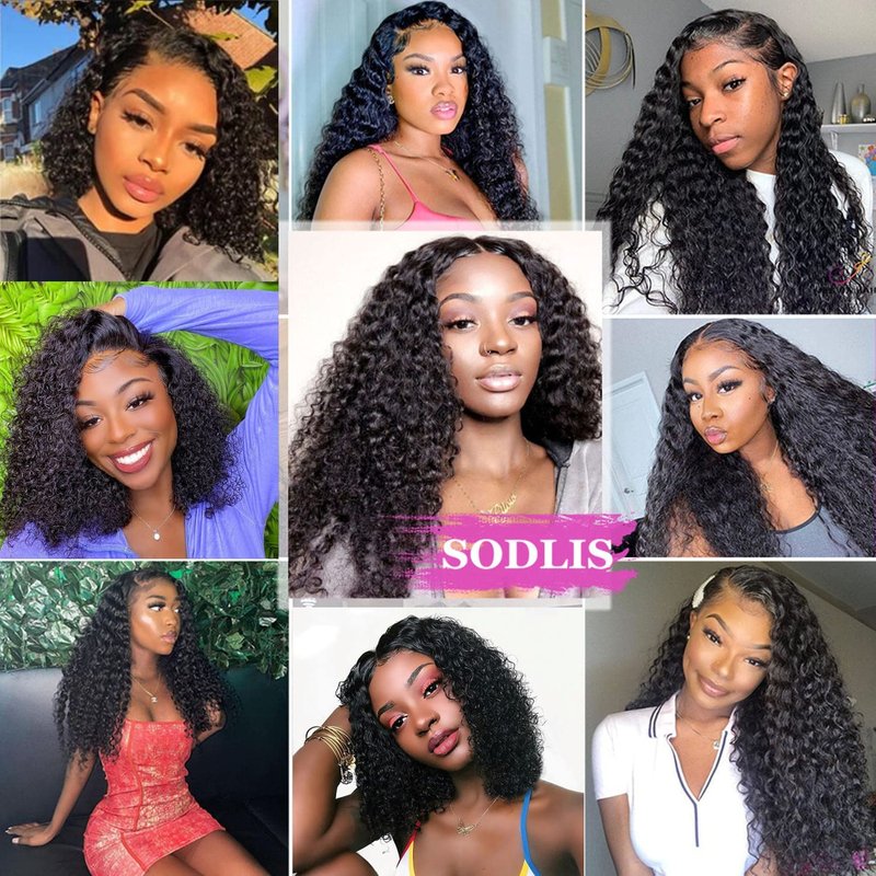SODLIS Lace Closure Wigs Human Hair Pre Plucked with Baby Hair Brazilian Virgin Deep Wave Lace Front Wigs for Black Women Hair Wigs Natural Color (10 Inch)