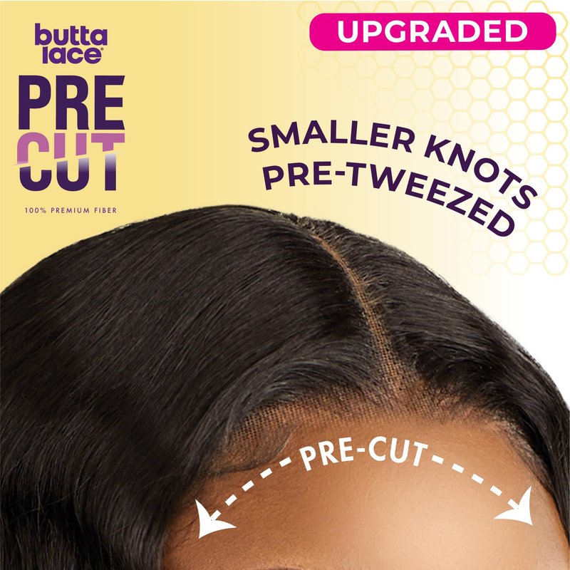 Sensationnel Butta Lace Precut Wigs - Unit 16 Glueless Extra Wide 5 Inch Deep Parting Synthetic Pre Tweezed Smaller Knot Hairline (1 JETBLACK)