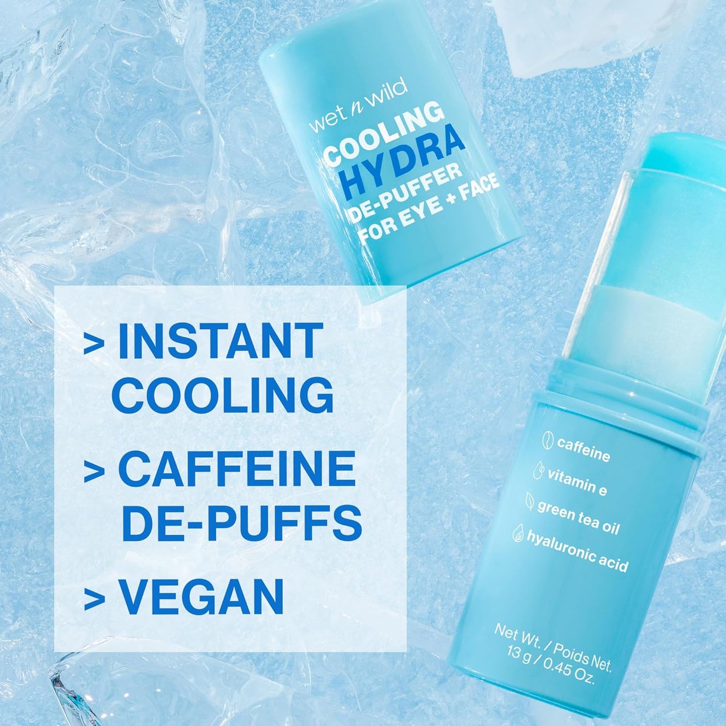 Cooling Hydra De-Puffer Face Primer Stick | Soothing Makeup with Vitamin E & Caffeine, Vegan, All Skin Types