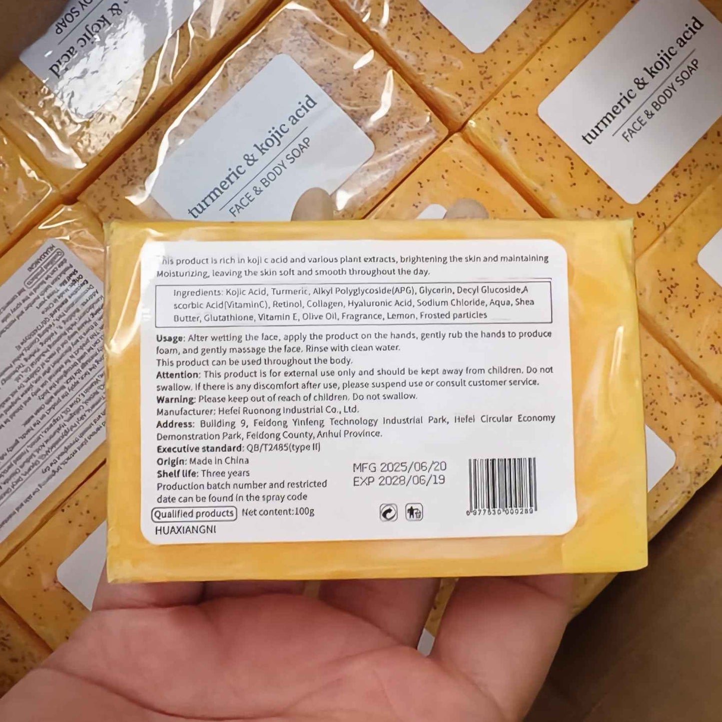 Turmeric Kojic Acid Soap Bar for Dark Spots Reduce, Deeply Cleaning Face & Body with Hyaluronic Acid, Collagen - Nourishing & Deep Hydration, Vitamin E for Glowing Skin (3)