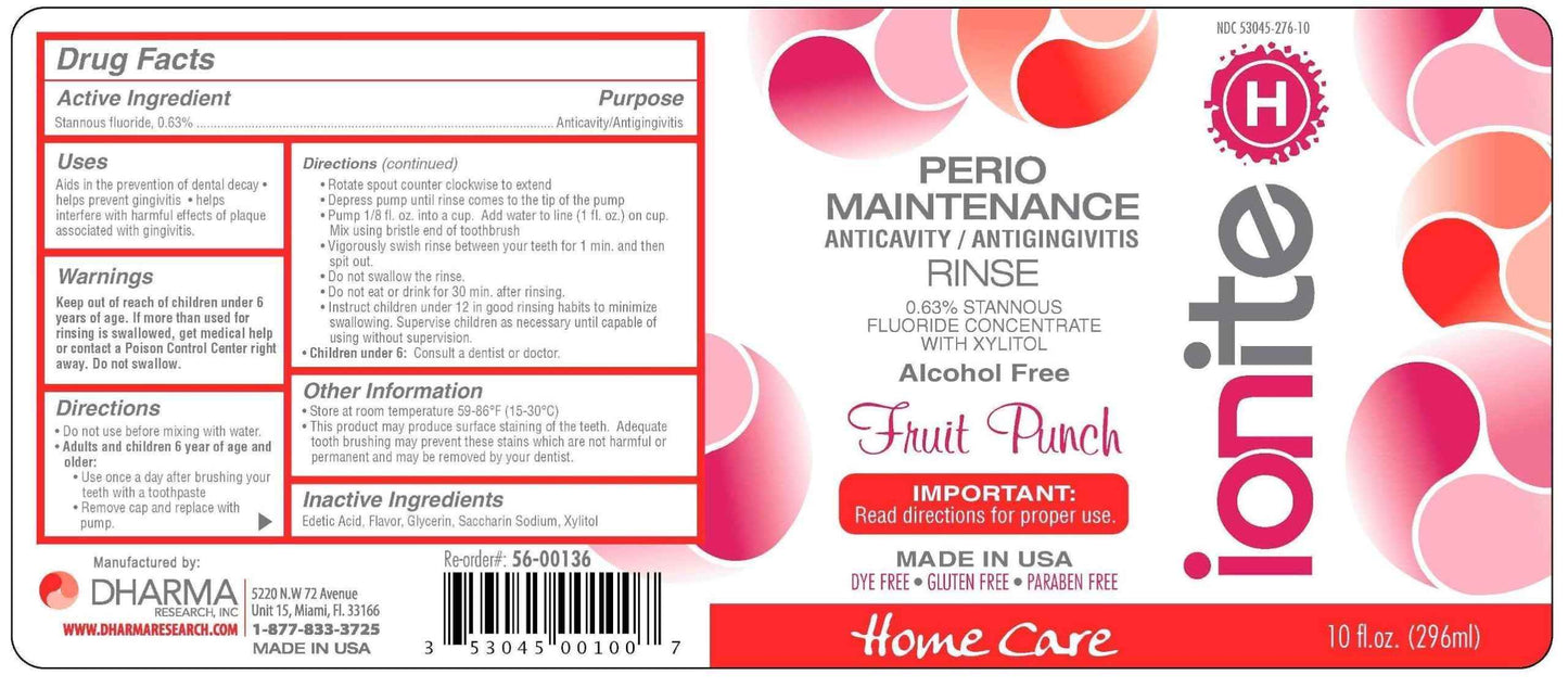 Ionite-H Home Care 0.63% Stannous Fluoride Perio Maintenance Rinse Mouthwash - with Mixing Cup/Shaker and Dispensing Pump (10 Fl oz, FruitPunch)