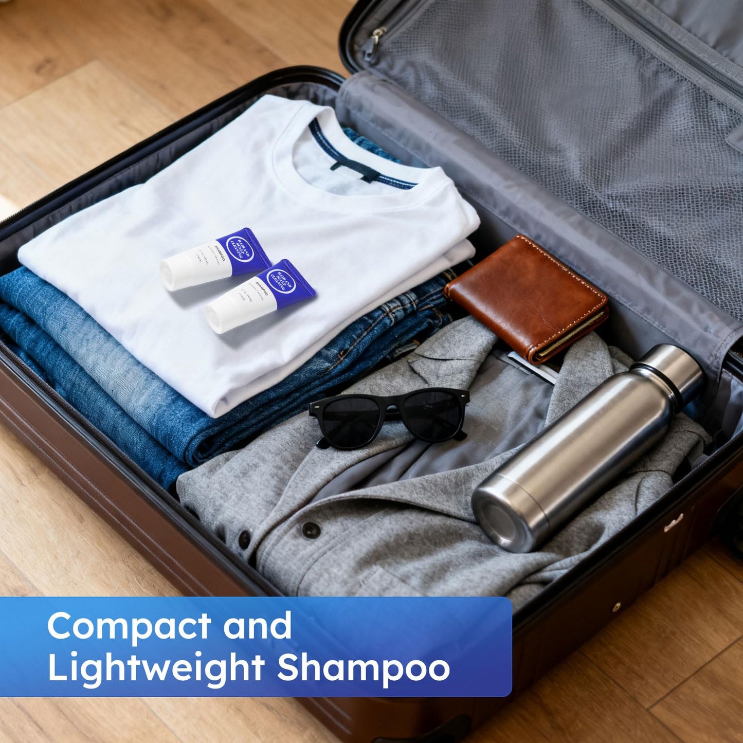 RSQAZQ Travel Size Shampoo, Mini Shampoo Gel Set, Individually Wrapped Bulk, Trial Sample Small Single Use Toiletries Amenities Kit for Men & Women for Hotel/Camping/Homeless 0.7 Fl Oz (Pack of 100)