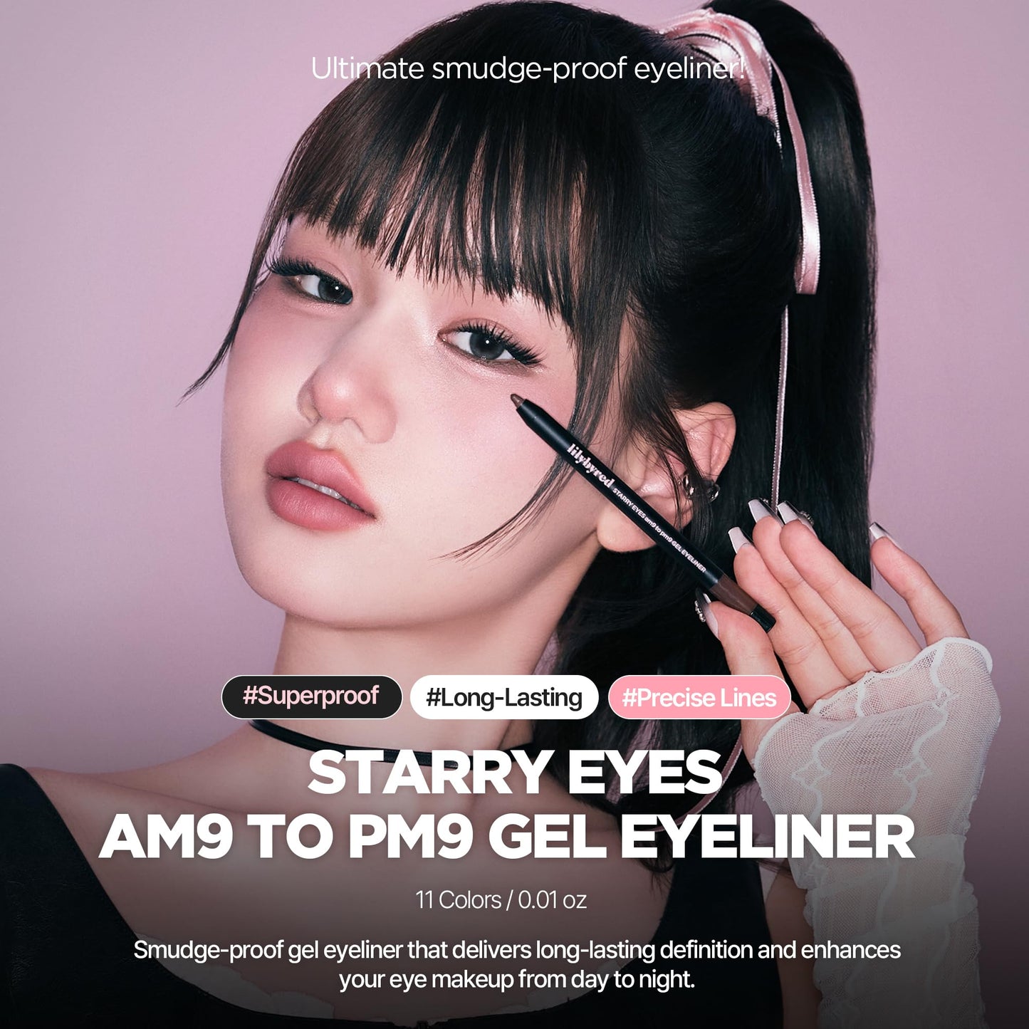 lilybyred Starry Eyes Am9 to Pm9 Gel Eyeliner | Korean Gel Eyeliner, Intense Color Payoff, Creamy Formula, Easy Blending, Built-in Sharpener, Smudge-Proof, Long-Lasting, 0.017 oz. (19 Misty Fig)