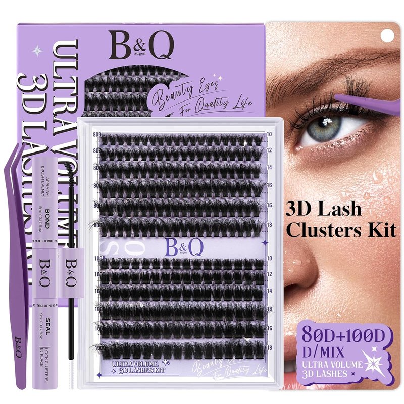 Volume Lash Clusters Kit - 280PCS 3D Wispy DIY Eyelash Extensions with Bond, Remover & Tweezers | Thick Individual Lashes