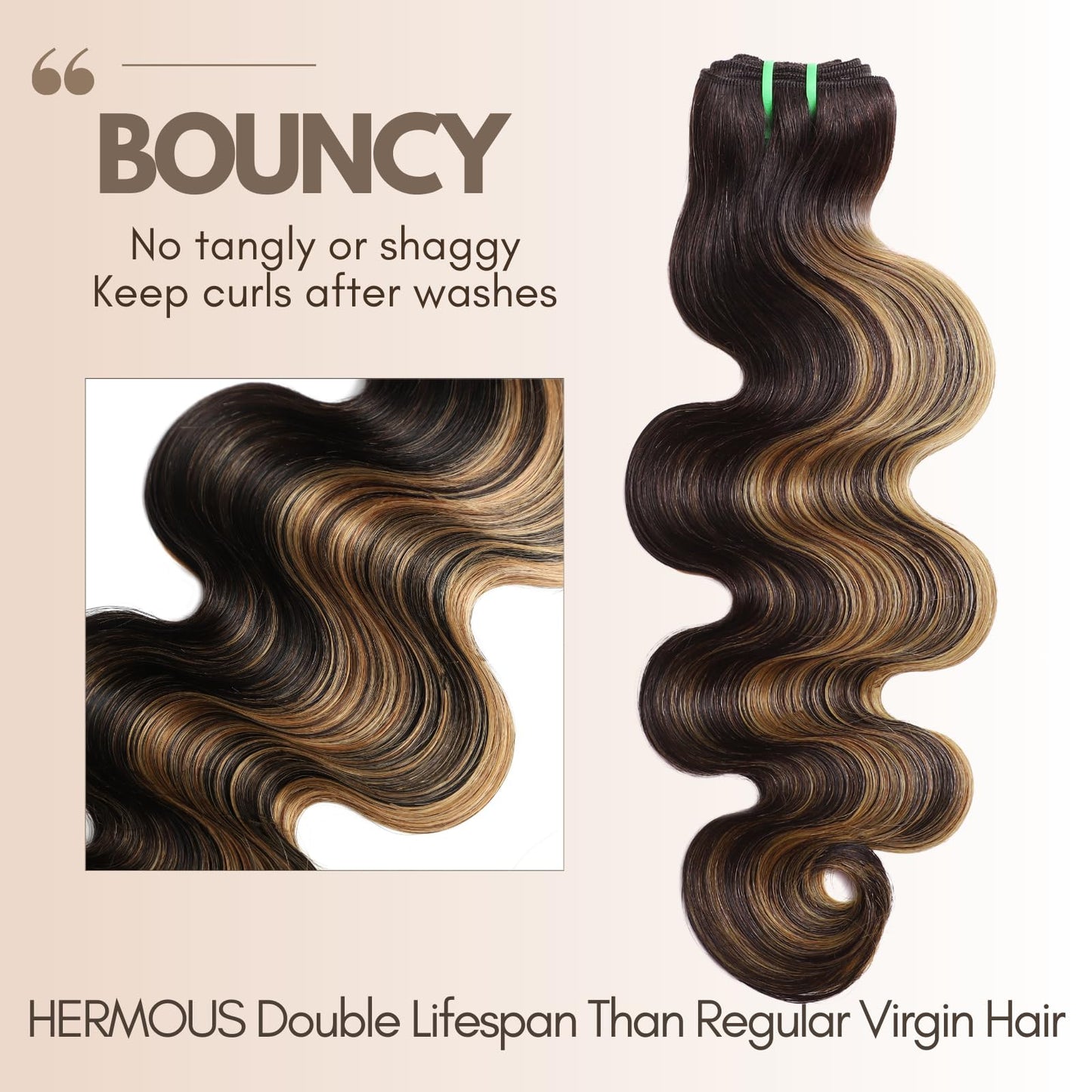 HERMOUS 13A Double Drawn Reddish Brown Bundles Straight Human Hair, 100% Real Raw Human Hair Full and Thick #33B Copper Red Auburn Brown Colored Single Bundles for Quick Weave Sew In 10 Inch