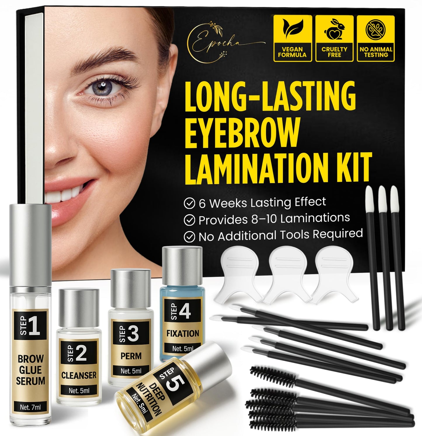Professional Brow Lamination Kit – Salon-Quality Results at Home | DIY Eyebrow Lamination Kit for Fuller, Thicker, Fluffy Brows | Lasts Up to 6 Weeks | Easy to Use, Beginner-Friendly Brow Perm Kit