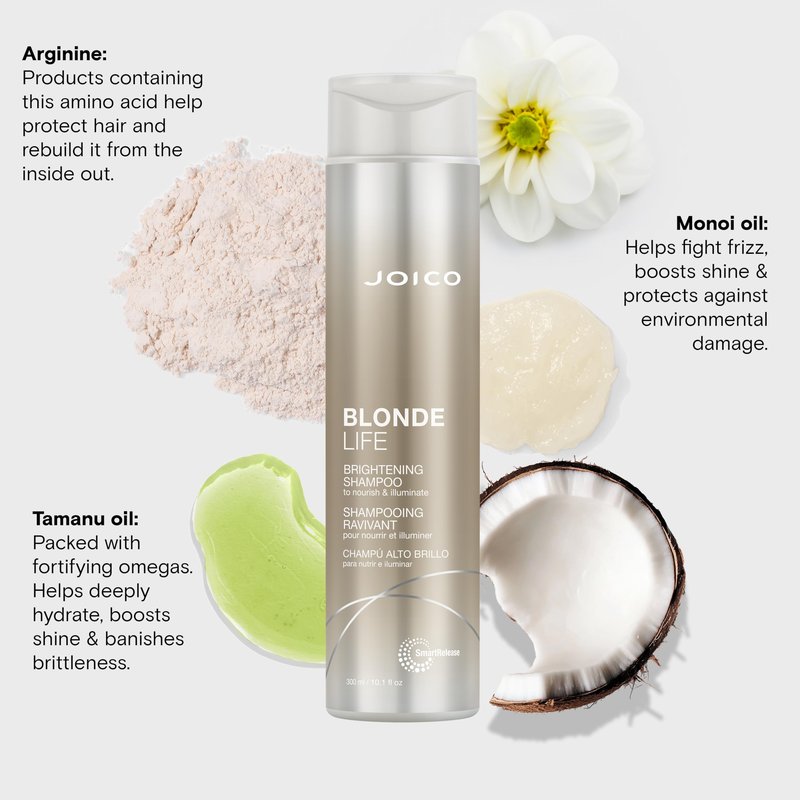 Joico Blonde Life Brightening Shampoo | For Blonde Hair | Add Softness & Smoothness | Sulfate Free | With Monoi & Tamanu Oil | 10.1 Fl Oz