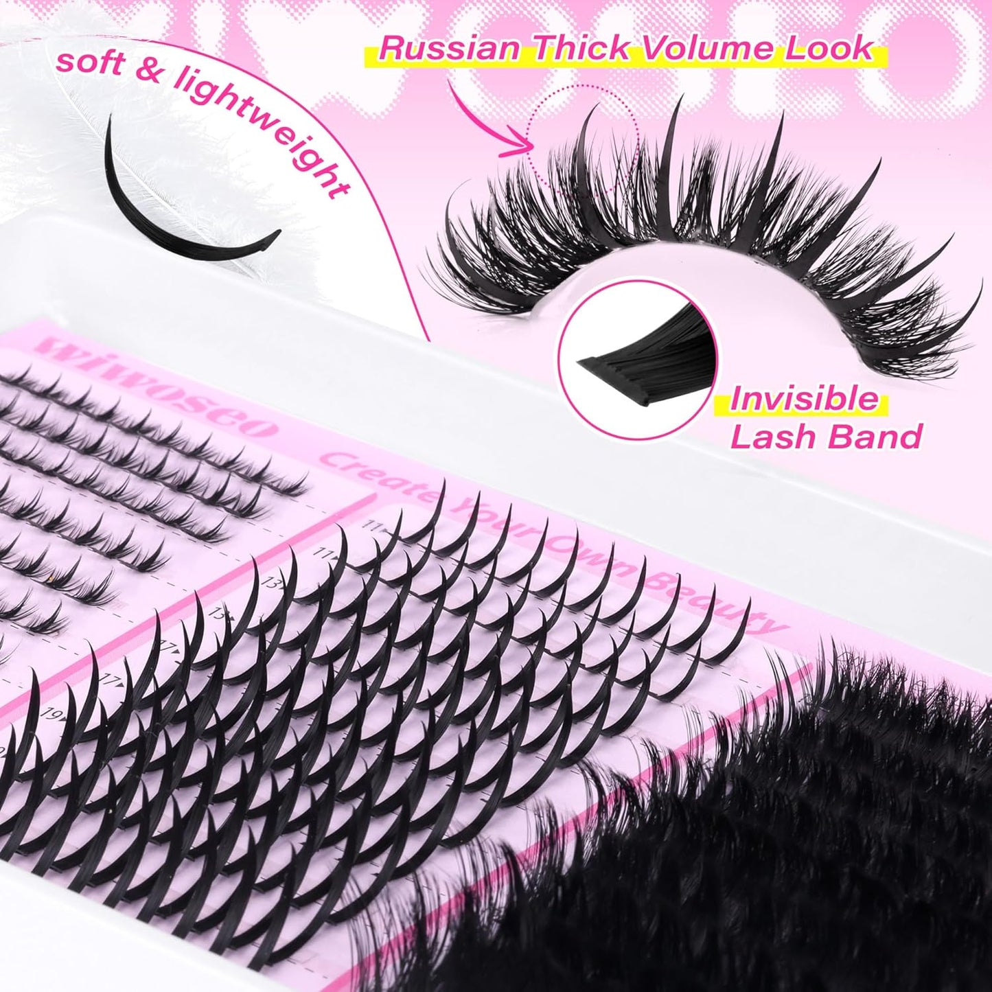 Bottom Lash Clusters Kit - Mega Volume Spiky Eyelash Extensions with Clear Bond & Seal | Fairy Style