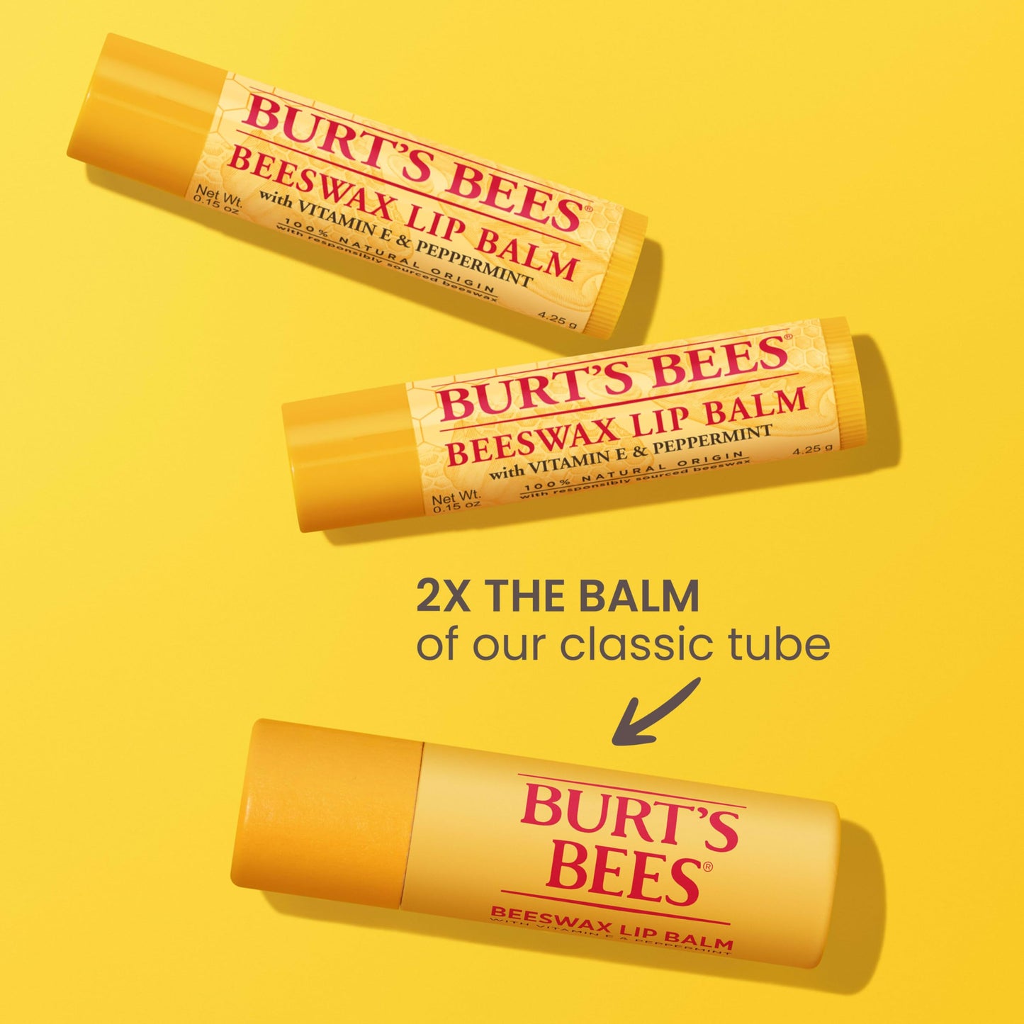 Burt's Bees Moisturizing Lip Balm, 2 Original Beeswax and 1 Vanilla Bean, 100% Natural Origin, 0.34 Ounce Each, 3 Paper Tubes, Pack May Vary