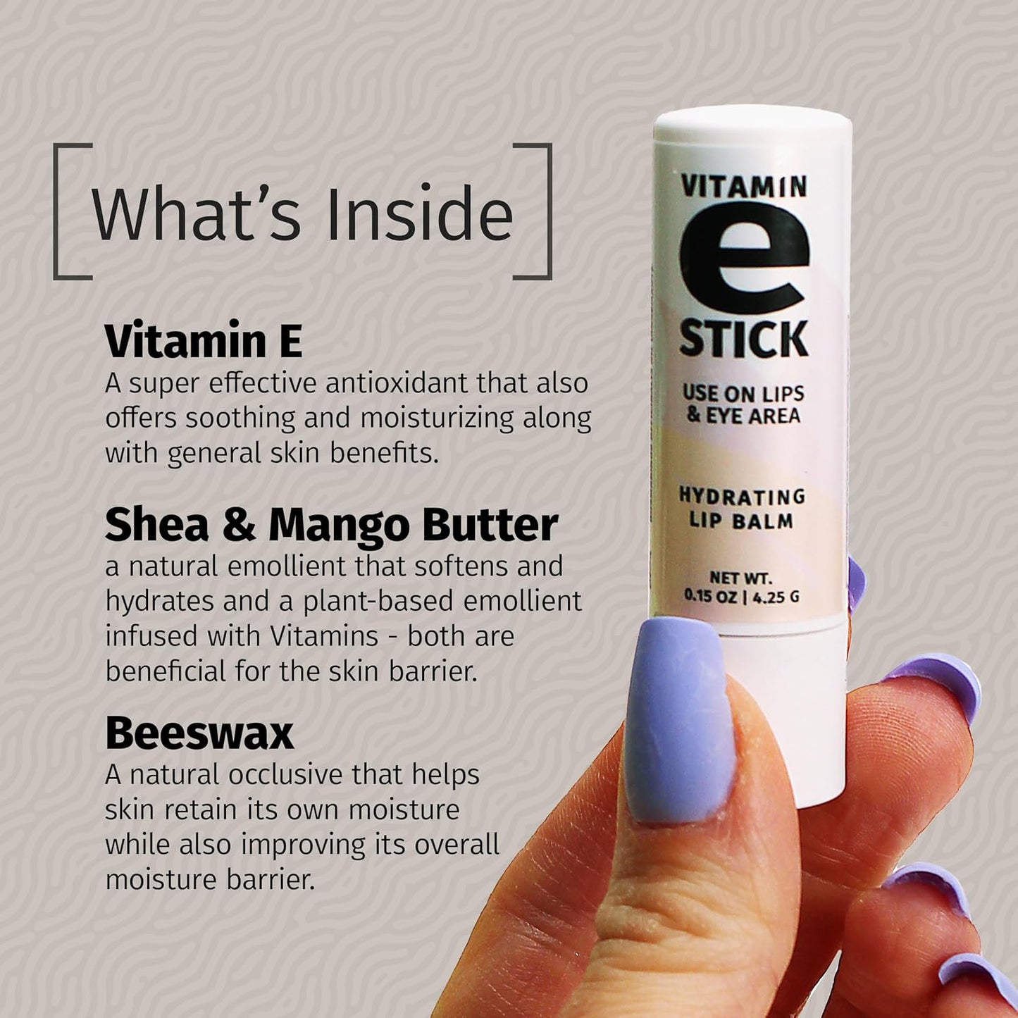 Reviva Labs Vitamin E Stick - Hydrating Lip Balm for Chapped Lips | Moisturizing Beeswax & Shea Butter - Pack of 12