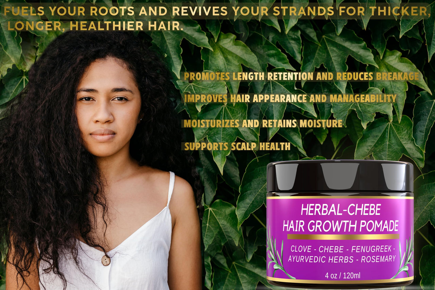 MAKOF BEAUTY Chebe Hair Growth Grease - Herbal Pomade with Clove, Fenugreek, Rosemary, Moringa & Ayurvedics Herbs for Hair Loss, Edges & Thinning Hair 4oz