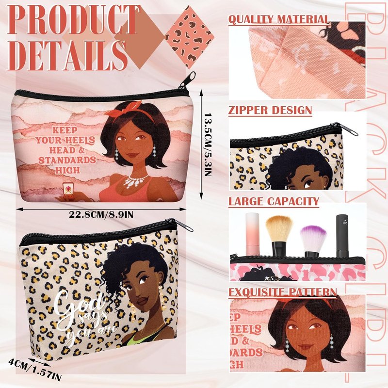 African American Makeup Bags - 24 Pcs Bible Canvas Toiletry Pouches | Inspirational Travel Organizers for Women