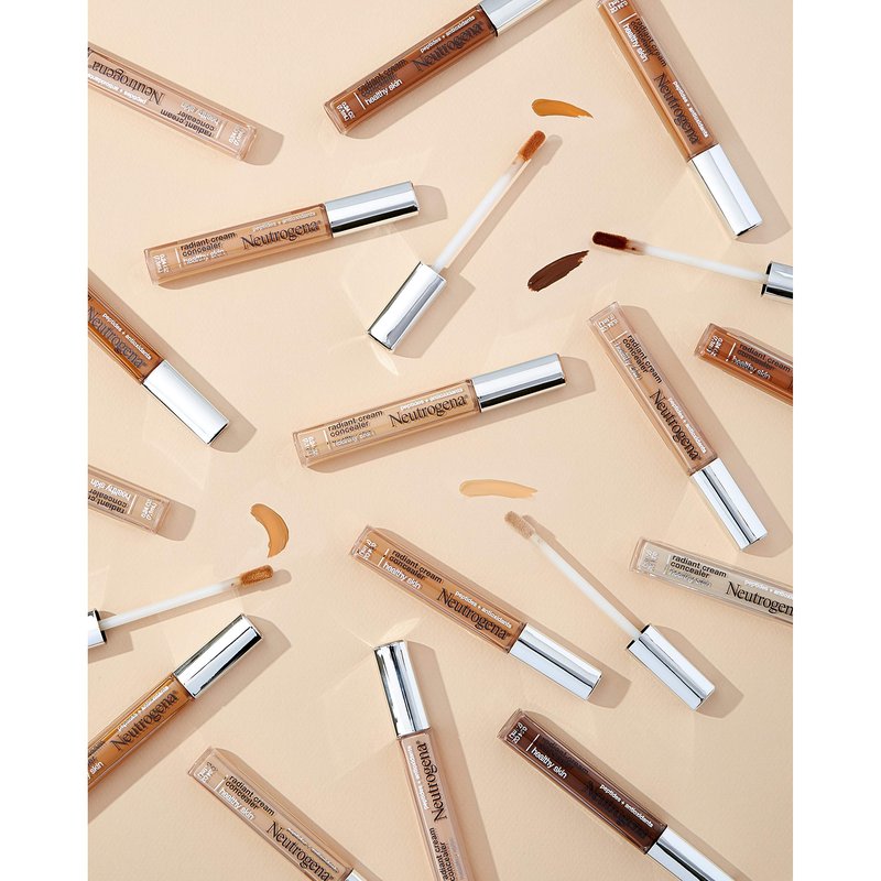 Neutrogena Healthy Skin Radiant Brightening Cream Concealer with Peptides & Vitamin E Antioxidant, Lightweight Perfecting Concealer Cream, Non-Comedogenic, Pecan Medium/Deep 02 with warm (Pack of 2)