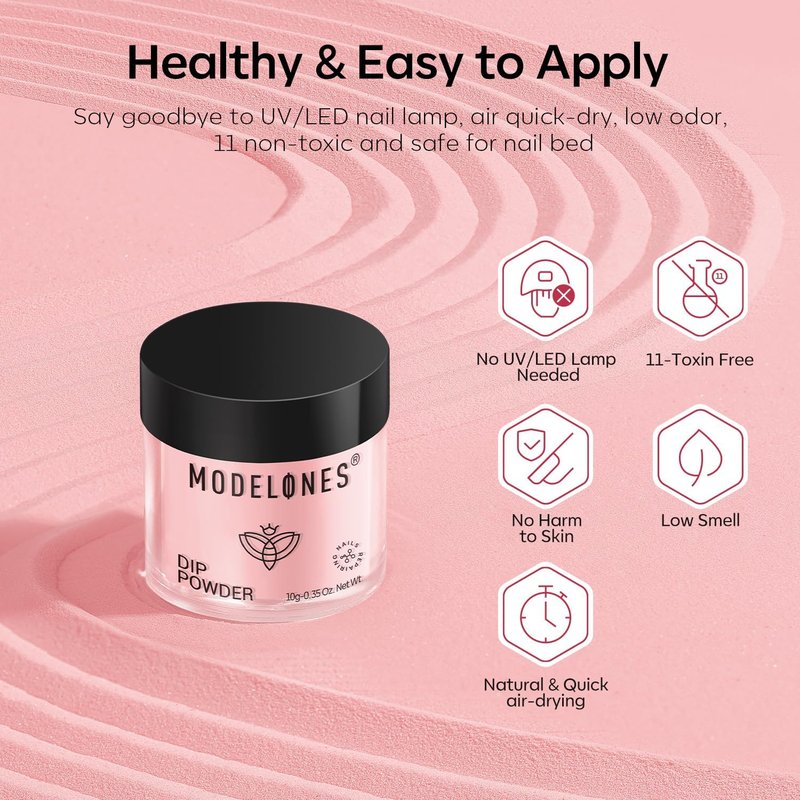 Modelones Dip Powder Nail Kit - 40 Pcs Glitter Set | 20 Colors Including Nude, Pink, Burgundy & Blue